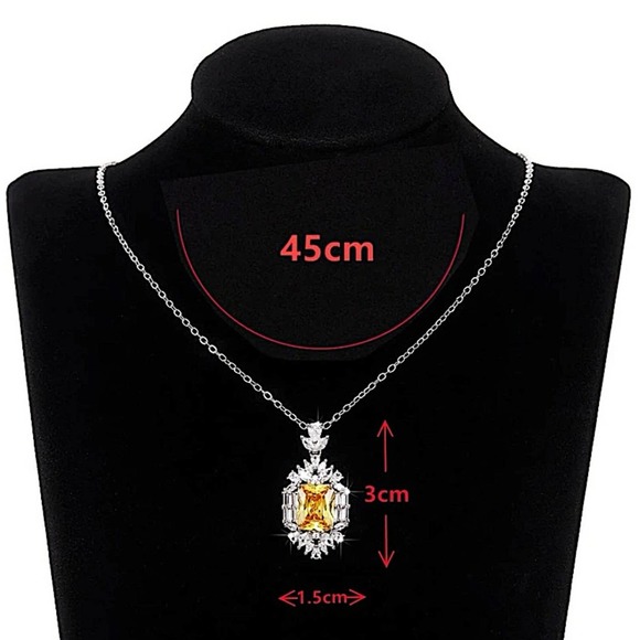 Canary Yellow 14K Diamond Citrine Pendant Charm Necklace Exquisite Luxury - Picture 11 of 13